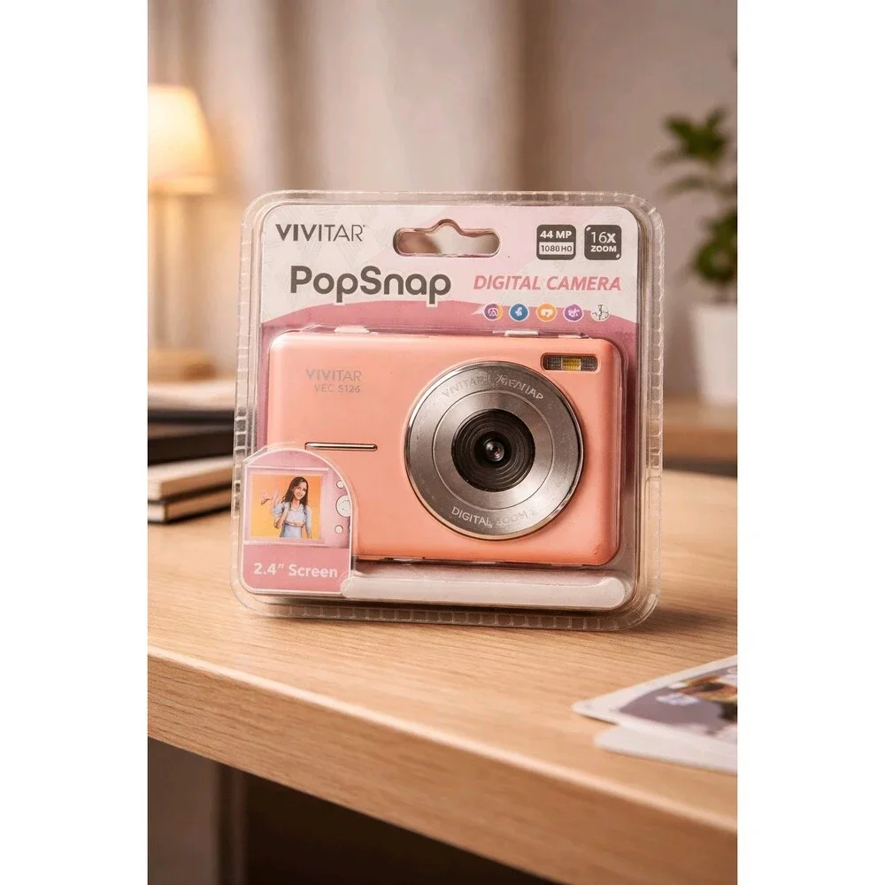 NEW - Vivitar Popsnap Digital Camera 1080 HD 44MP 16X Zoom Pink -